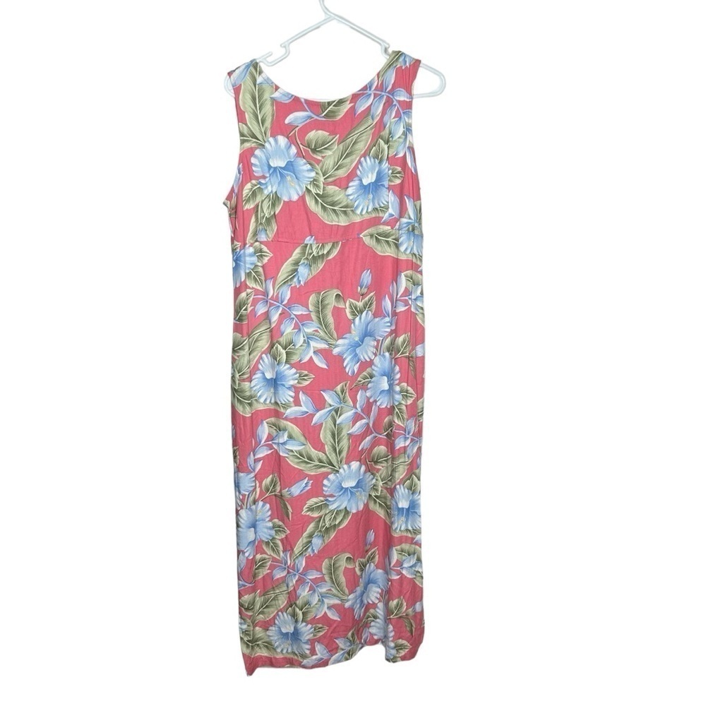 La Cabana 1990s Aloha Dress Womens Large Pink Tropical Floral Hawaiian Maxi